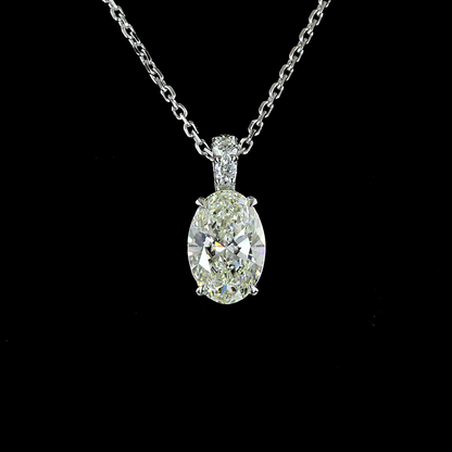 1.09 CTTW Oval Lab Diamond Oval Necklace Pendant 18" 14k White Gold J Color and VS1 Clarity jewelry-spot-usa