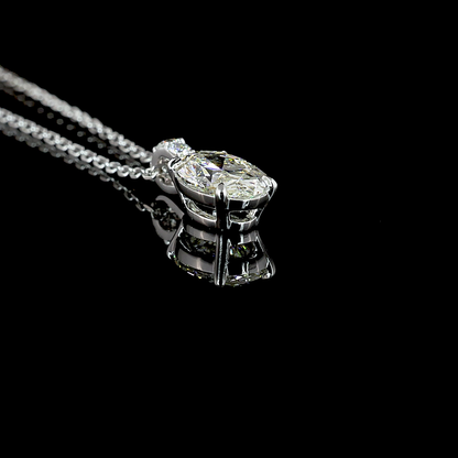 1.09 CTTW Oval Lab Diamond Oval Necklace Pendant 18" 14k White Gold J Color and VS1 Clarity jewelry-spot-usa