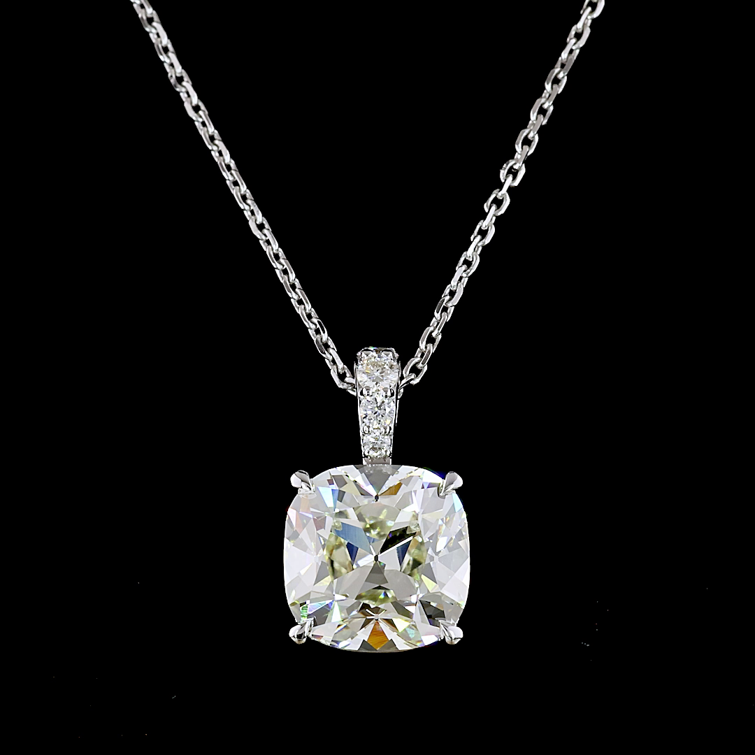 3.09 CTTW Cushion Brilliant Lab Diamond Cushion Brilliant Necklace Pendant 18" 14k White Gold I/K Color and VS2/VS1 Clarity jewelry-spot-usa