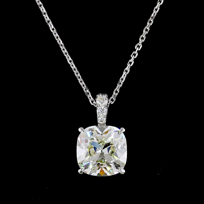 3.09 CTTW Cushion Brilliant Lab Diamond Cushion Brilliant Necklace Pendant 18" 14k White Gold I/K Color and VS2/VS1 Clarity jewelry-spot-usa