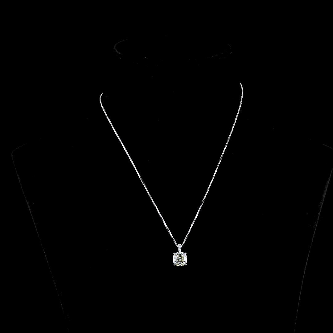 3.10 CTTW Cushion Brilliant Lab Grown Diamond Cushion Brilliant Necklace Pendant (K Color and VS1 Clarity)