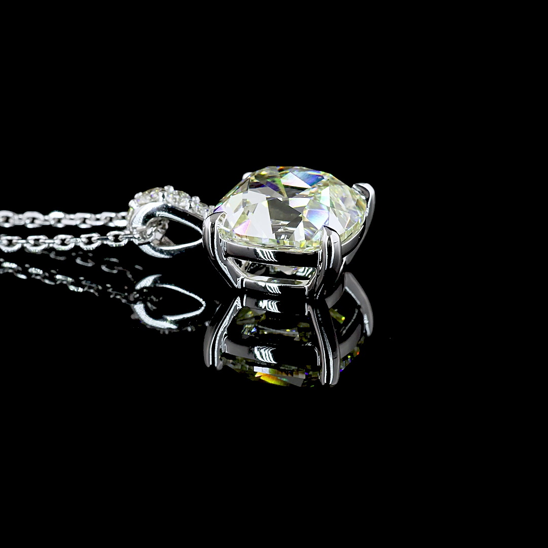 3.09 CTTW Cushion Brilliant Lab Diamond Cushion Brilliant Necklace Pendant 18" 14k White Gold I/K Color and VS2/VS1 Clarity jewelry-spot-usa