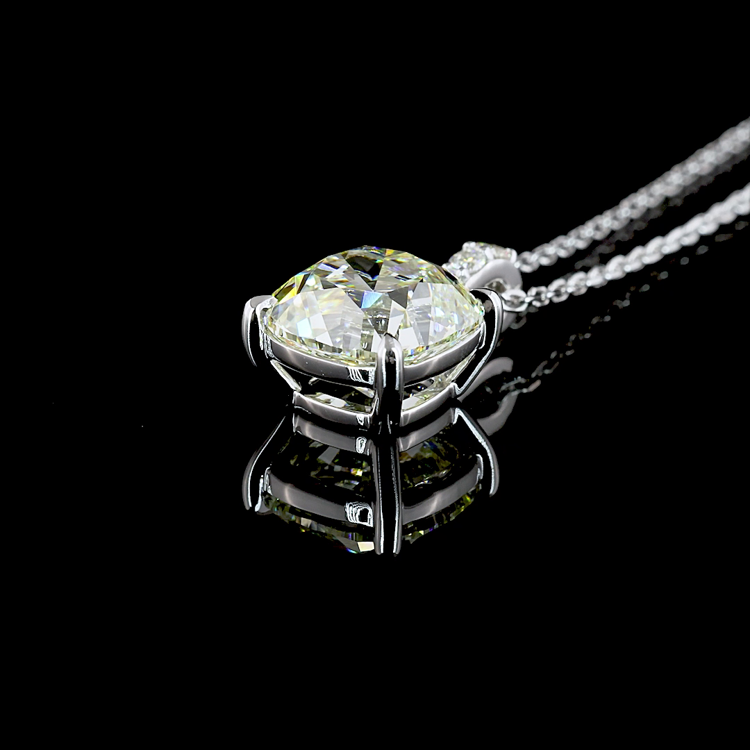 3.09 CTTW Cushion Brilliant Lab Diamond Cushion Brilliant Necklace Pendant 18" 14k White Gold I/K Color and VS2/VS1 Clarity jewelry-spot-usa