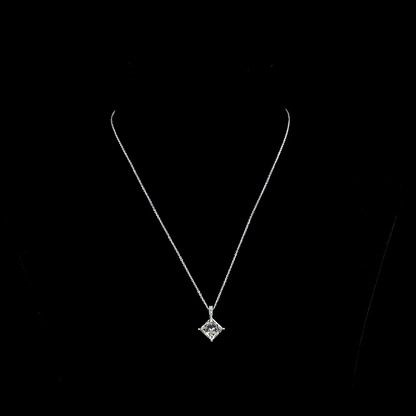3.83 CTTW Princess Lab Diamond Princess Necklace Pendant 18" 14k White Gold J Color and VS1 Clarity jewelry-spot-usa