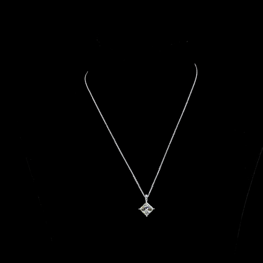 3.13 CTTW Princess Lab Diamond Princess Necklace Pendant 18" 14k White Gold J Color and VS1/VVS2 Clarity jewelry-spot-usa
