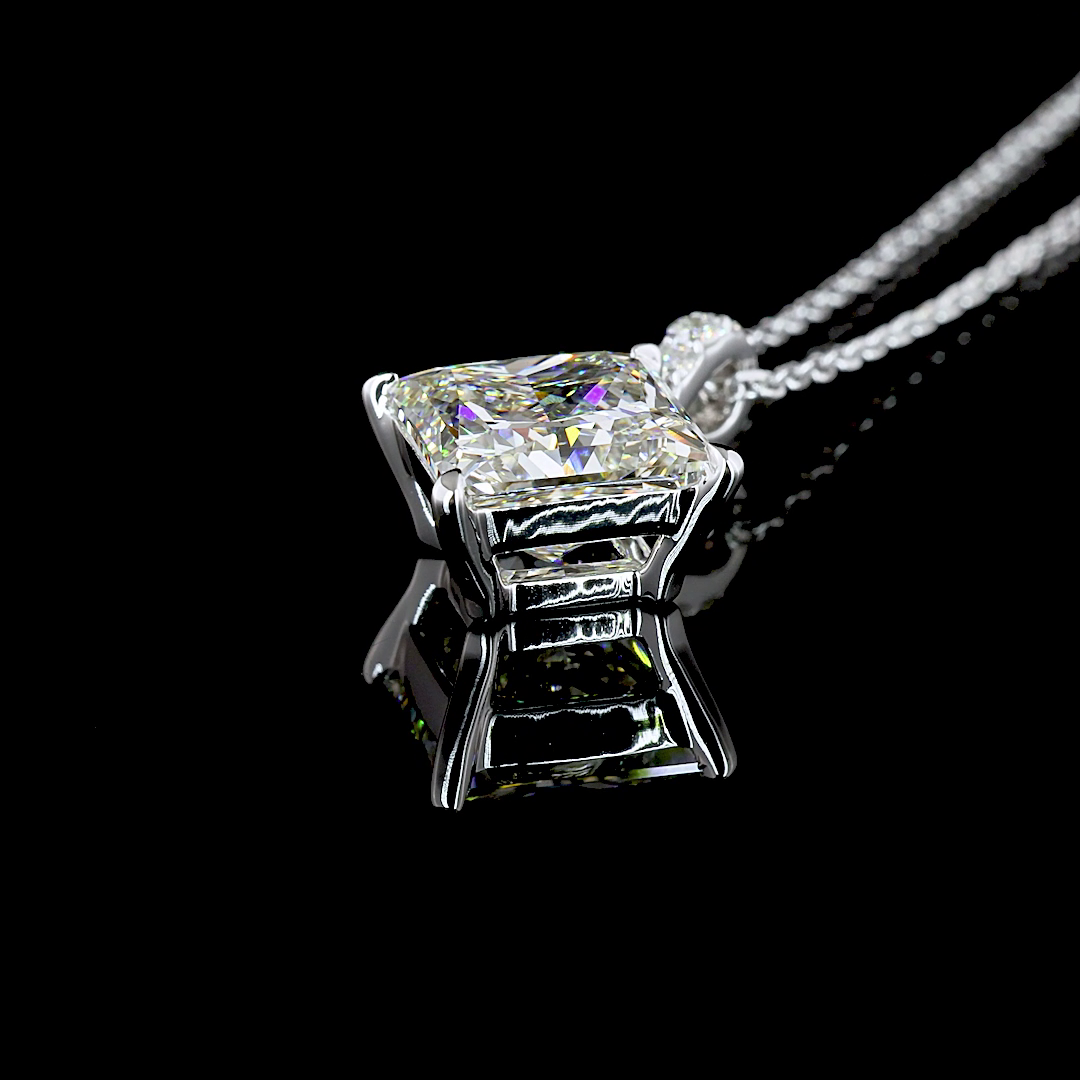 3.14 CTTW Princess Lab Grown Diamond Princess Necklace Pendant 18" (J Color and VS1 Clarity)