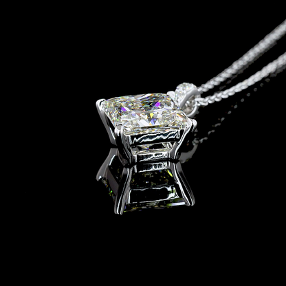 3.14 CTTW Princess Lab Grown Diamond Princess Necklace Pendant 18" (J Color and VS1 Clarity)