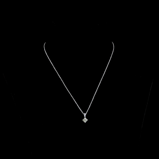 0.79 CTTW Princess Lab Diamond Princess Necklace Pendant 18" 14k White Gold K Color and VS1 Clarity jewelry-spot-usa