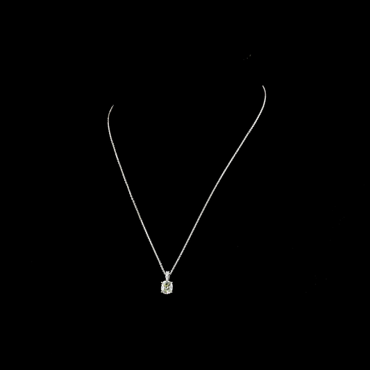 1.57 CTTW Antique Cushion Lab Diamond Antique Cushion Necklace Pendant 18" 14k White Gold J Color and VS1 Clarity jewelry-spot-usa