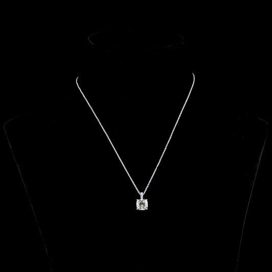 2.96 CTTW Cushion Modified Lab Diamond Cushion Modified Necklace Pendant 18" 14k White Gold J Color and VS1 Clarity jewelry-spot-usa