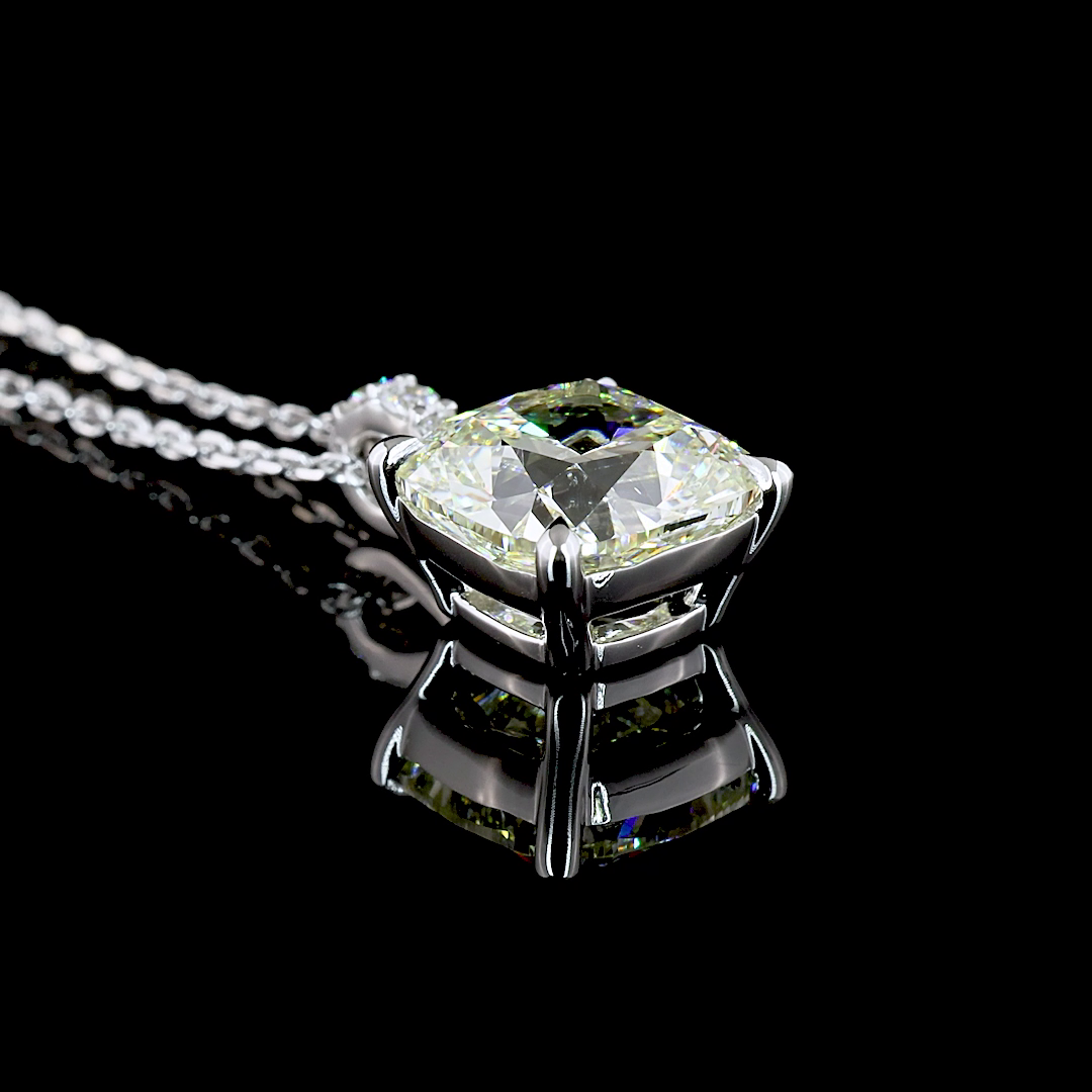 2.96 CTTW Cushion Modified Lab Grown Diamond Cushion Modified Necklace Pendant (J Color and VS1 Clarity)