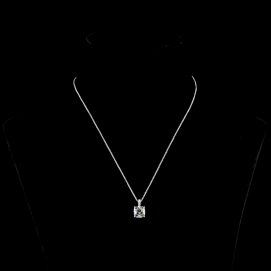 3.40 CTTW Cushion Modified Lab Diamond Cushion Modified Necklace Pendant 18" 14k White Gold J Color and VS1 Clarity jewelry-spot-usa