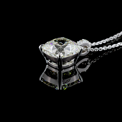 3.40 CTTW Cushion Modified Lab Diamond Cushion Modified Necklace Pendant 18" 14k White Gold J Color and VS1 Clarity jewelry-spot-usa