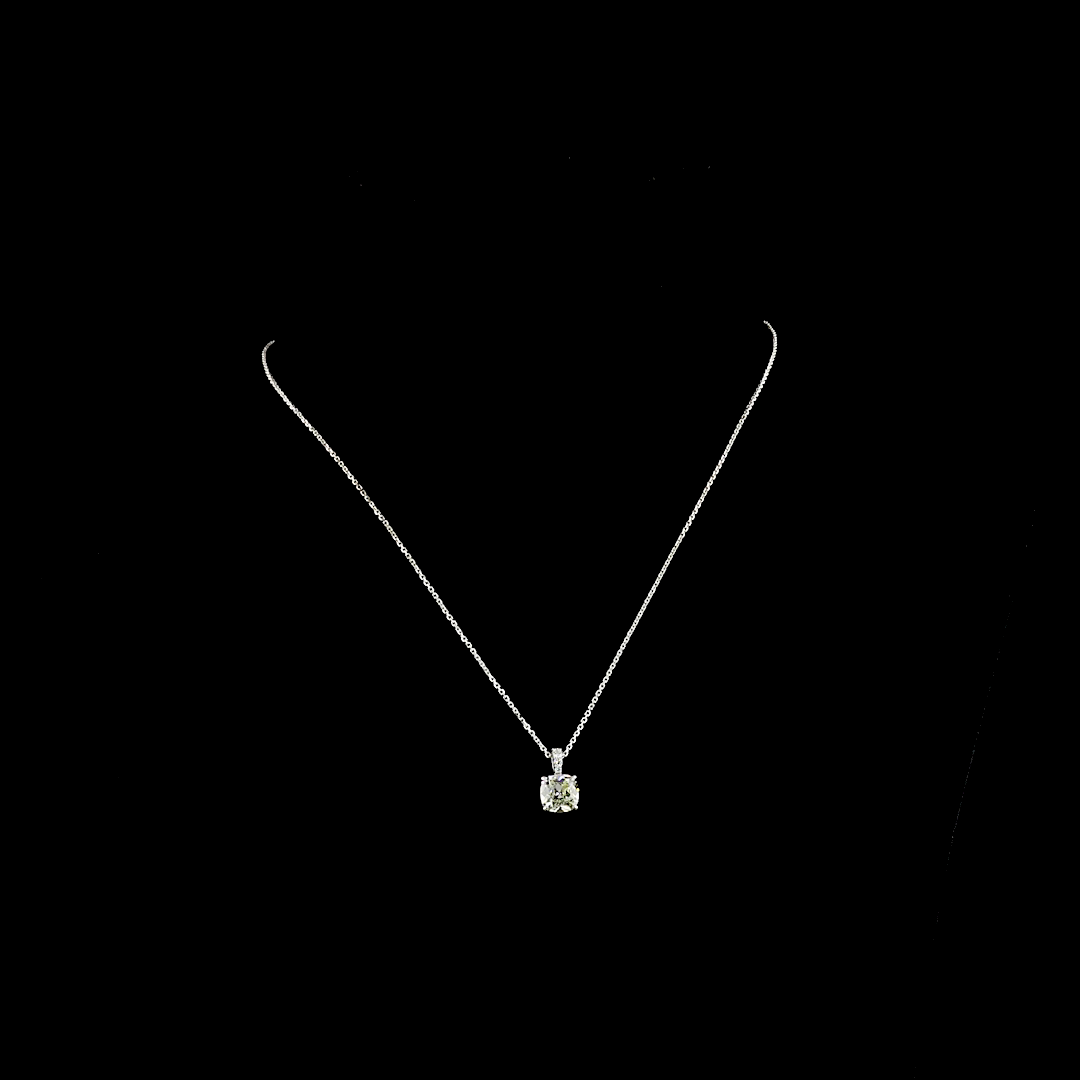 2.10 CTTW Square Antique Cushion Lab Grown Diamond Square Antique Cushion Necklace Pendant 51.35" (J Color and VS2 Clarity)