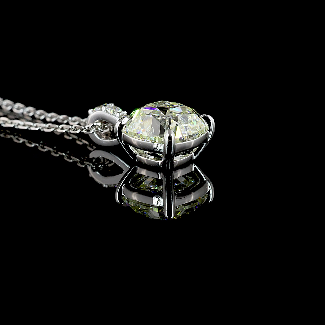 2.10 CTTW Square Antique Cushion Lab Grown Diamond Square Antique Cushion Necklace Pendant 51.35" (J Color and VS2 Clarity)