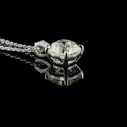 2.10 CTTW Square Antique Cushion Lab Grown Diamond Square Antique Cushion Necklace Pendant 51.35" (J Color and VS2 Clarity)