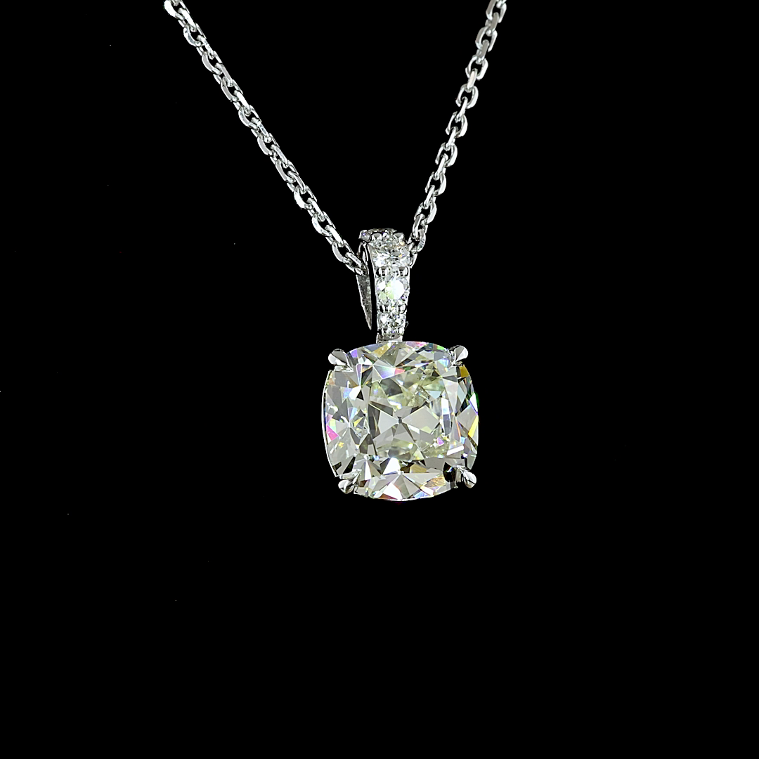 2.10 CTTW Square Antique Cushion Lab Diamond Square Antique Cushion Necklace Pendant 18" 14k White Gold J Color and VS2 Clarity jewelry-spot-usa