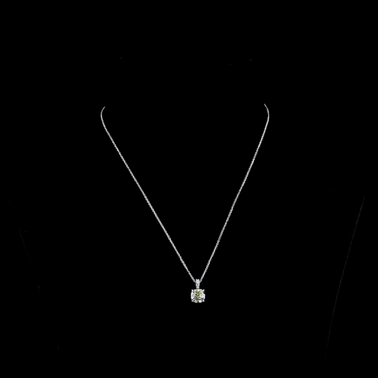 2.08 CTTW Antique Cushion Lab Diamond Antique Cushion Necklace Pendant 18" 14k White Gold J Color and VS1 Clarity jewelry-spot-usa