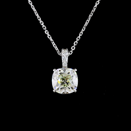 2.08 CTTW Antique Cushion Lab Diamond Antique Cushion Necklace Pendant 18" 14k White Gold J Color and VS1 Clarity jewelry-spot-usa