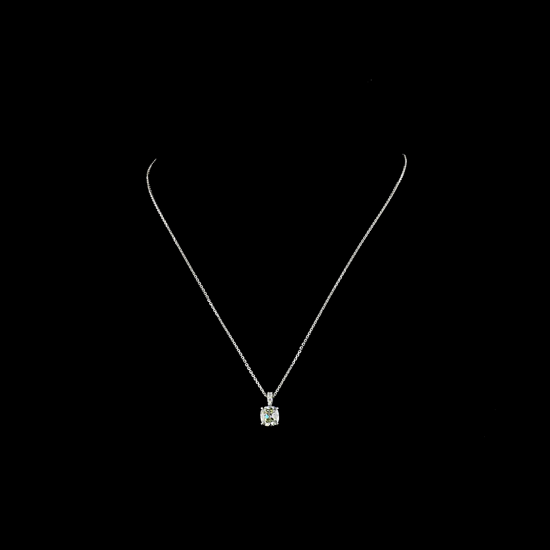 1.65 CTTW Square Antique Cushion Lab Grown Diamond Square Antique Cushion Necklace Pendant (J Color and VS1 Clarity)