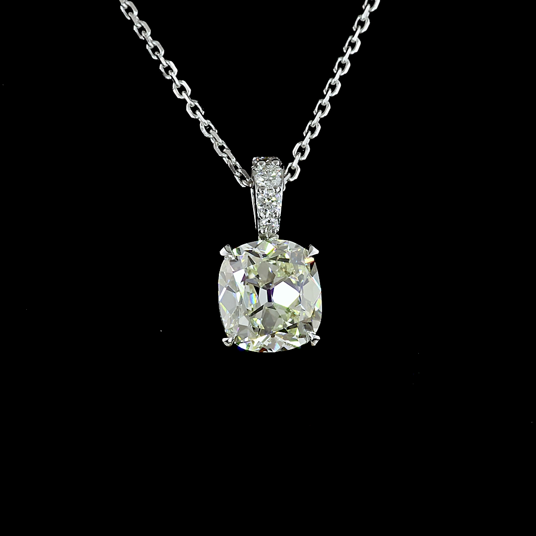 1.65 CTTW Square Antique Cushion Lab Grown Diamond Square Antique Cushion Necklace Pendant (J Color and VS1 Clarity)