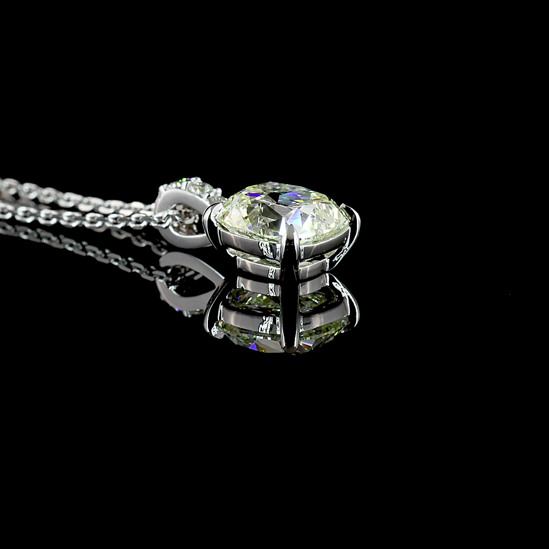1.65 CTTW Square Antique Cushion Lab Grown Diamond Square Antique Cushion Necklace Pendant (J Color and VS1 Clarity)