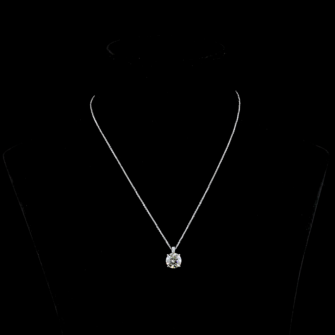 2.76 CTTW Round Lab Diamond Round Necklace Pendant 18" 14k White Gold J/K Color and VS1/VVS2 Clarity jewelry-spot-usa