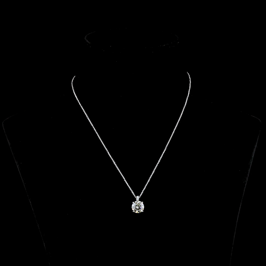 2.76 CTTW Round Lab Diamond Round Necklace Pendant 18" 14k White Gold J/K Color and VS1/VVS2 Clarity jewelry-spot-usa