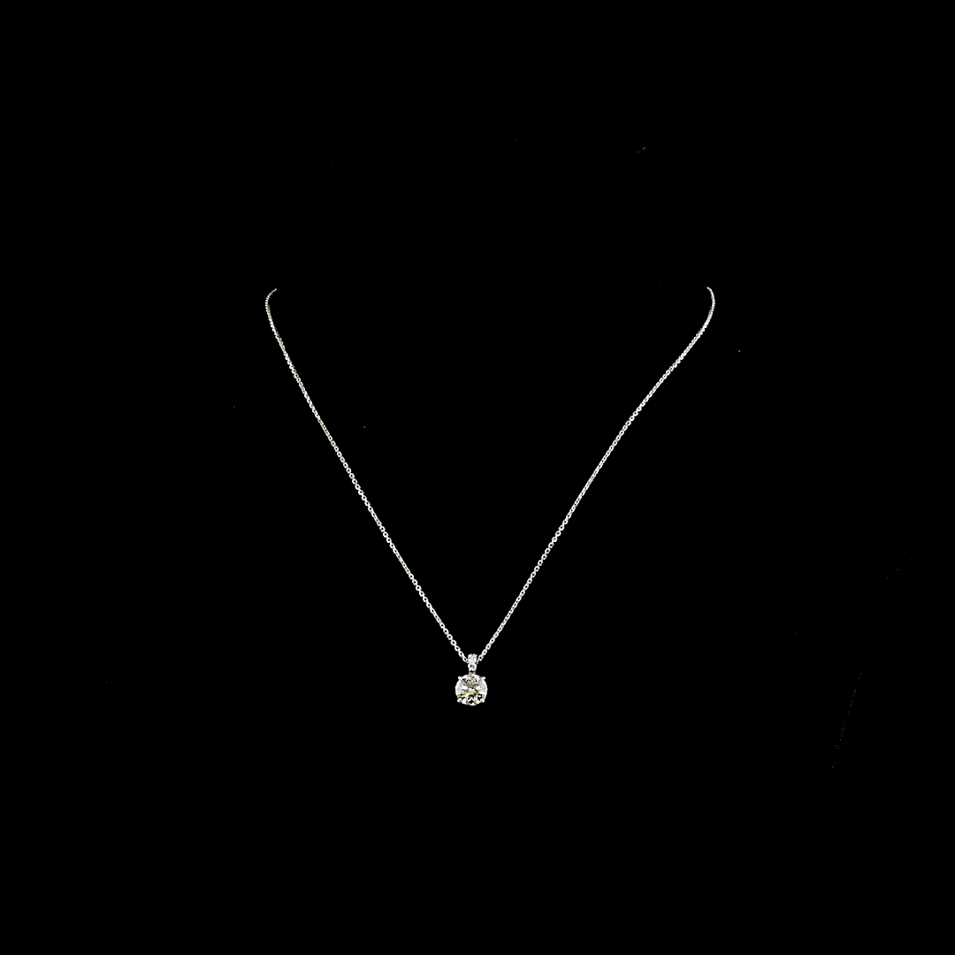 1.34 CTTW Round Lab Grown Diamond Round Necklace Pendant (J Color and VVS2 Clarity)