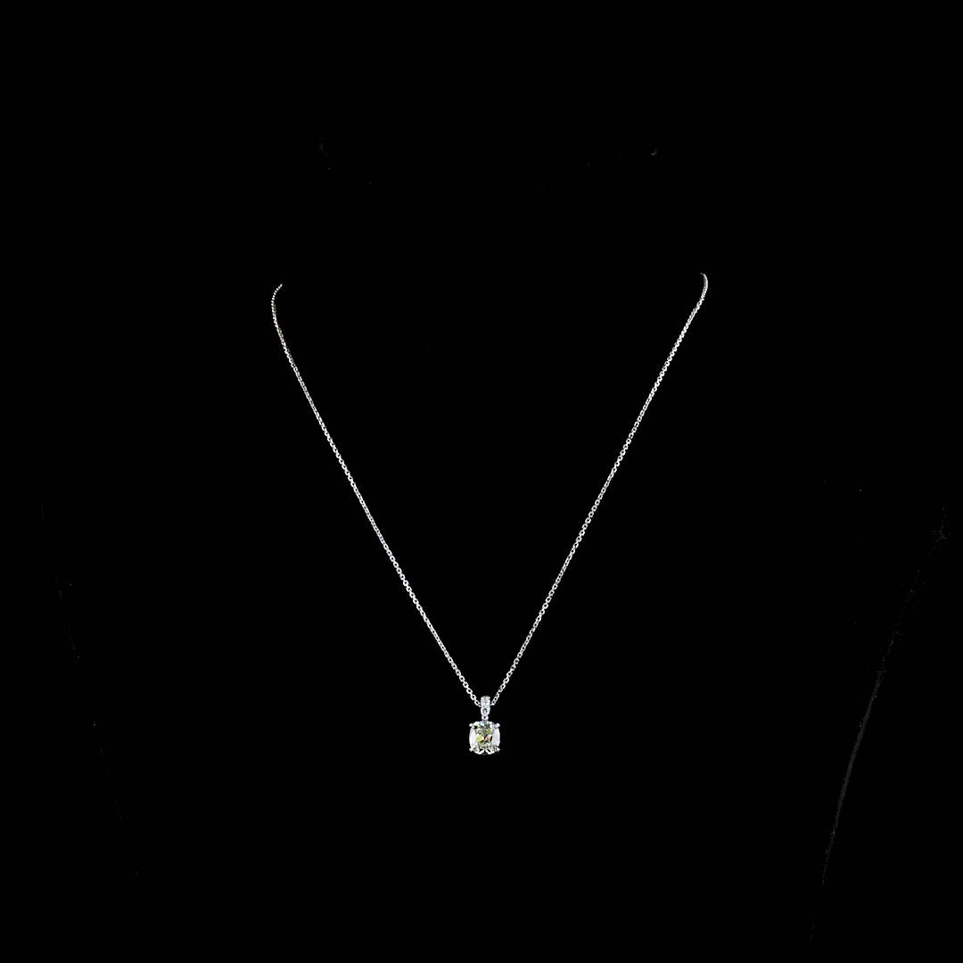 1.59 CTTW Antique Cushion Lab Diamond Antique Cushion Necklace Pendant 18" 14k White Gold I/J Color and VVS2/VS1 Clarity jewelry-spot-usa
