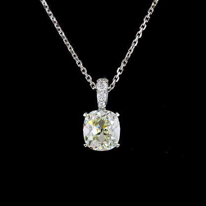 1.59 CTTW Antique Cushion Lab Diamond Antique Cushion Necklace Pendant 18" 14k White Gold I/J Color and VVS2/VS1 Clarity jewelry-spot-usa
