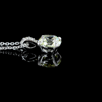 1.59 CTTW Antique Cushion Lab Diamond Antique Cushion Necklace Pendant 18" 14k White Gold I/J Color and VVS2/VS1 Clarity jewelry-spot-usa