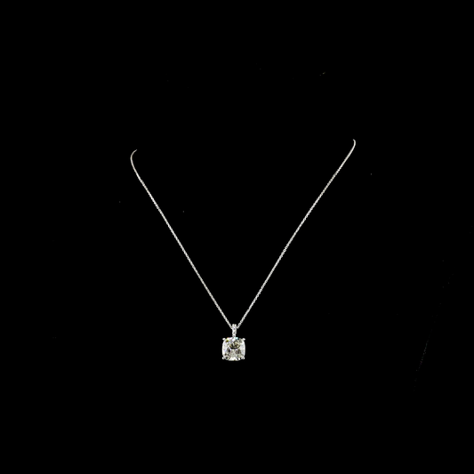 5.18 CTTW Cushion Modified Lab Diamond Cushion Modified Necklace Pendant 18" 14k White Gold J Color and VS1 Clarity jewelry-spot-usa