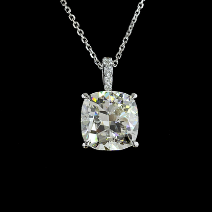 5.18 CTTW Cushion Modified Lab Diamond Cushion Modified Necklace Pendant 18" 14k White Gold J Color and VS1 Clarity jewelry-spot-usa