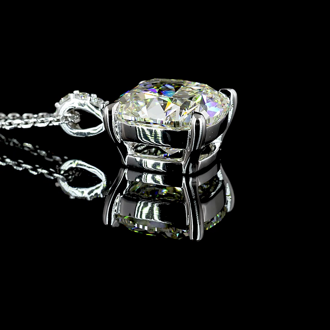 5.18 CTTW Cushion Modified Lab Diamond Cushion Modified Necklace Pendant 18" 14k White Gold J Color and VS1 Clarity jewelry-spot-usa