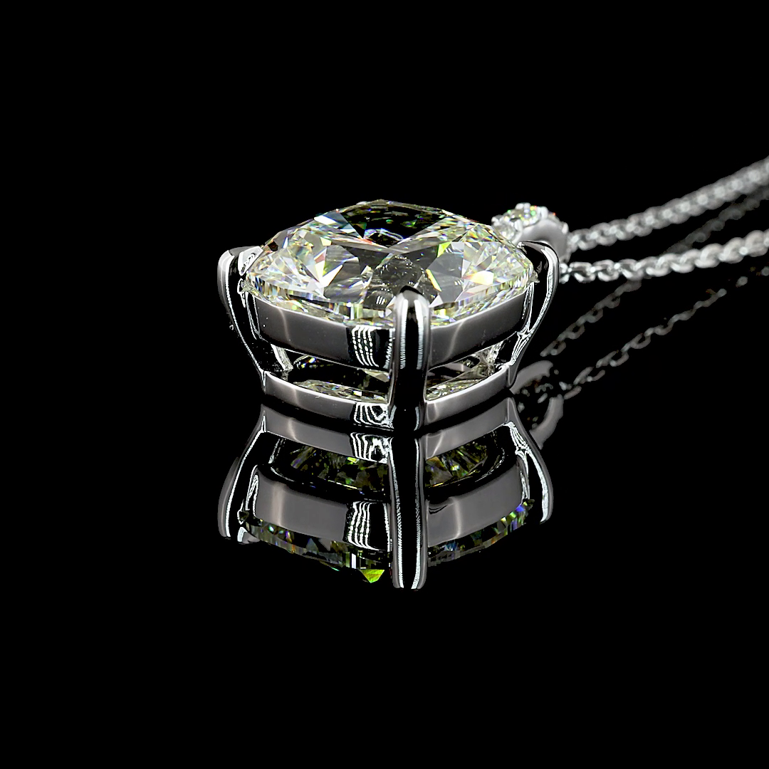 5.18 CTTW Cushion Modified Lab Diamond Cushion Modified Necklace Pendant 18" 14k White Gold J Color and VS1 Clarity jewelry-spot-usa