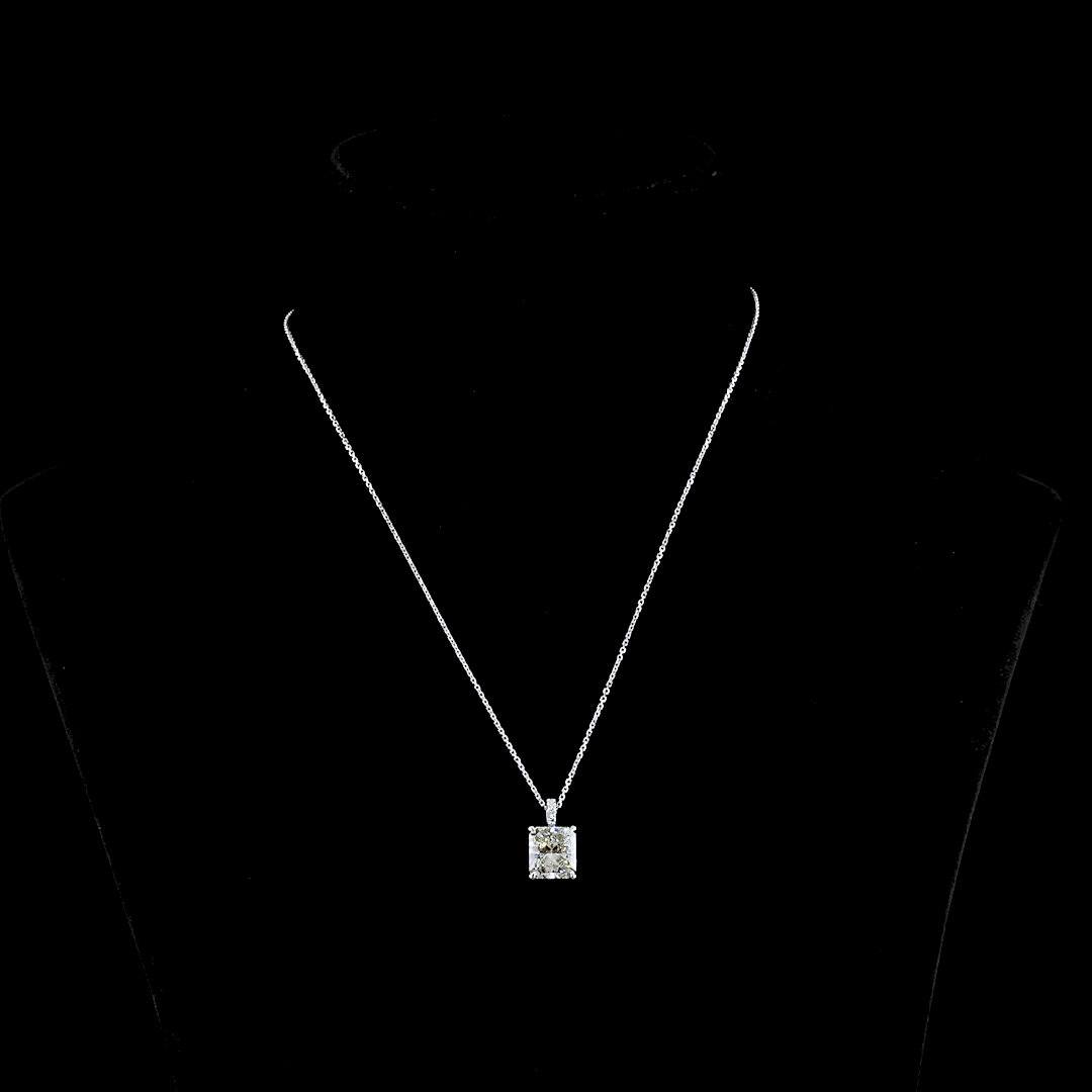 4.10 CTTW Radiant Lab Diamond Radiant Necklace Pendant 18" 14k White Gold J Color and VS2 Clarity jewelry-spot-usa