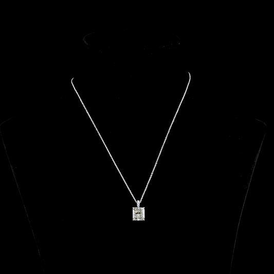 4.10 CTTW Radiant Lab Diamond Radiant Necklace Pendant 18" 14k White Gold J Color and VS2 Clarity jewelry-spot-usa
