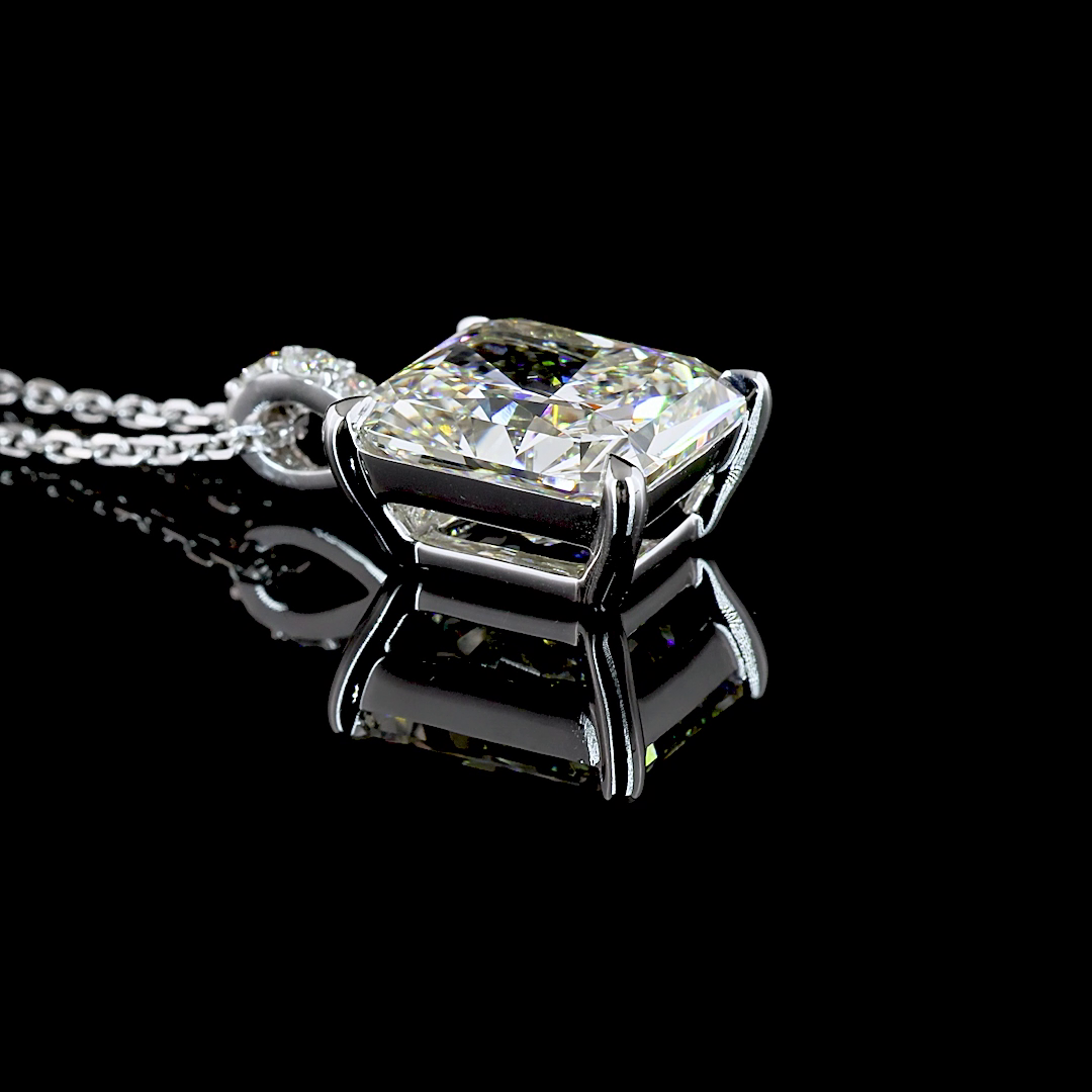 4.10 CTTW Radiant Lab Diamond Radiant Necklace Pendant 18" 14k White Gold J Color and VS2 Clarity jewelry-spot-usa