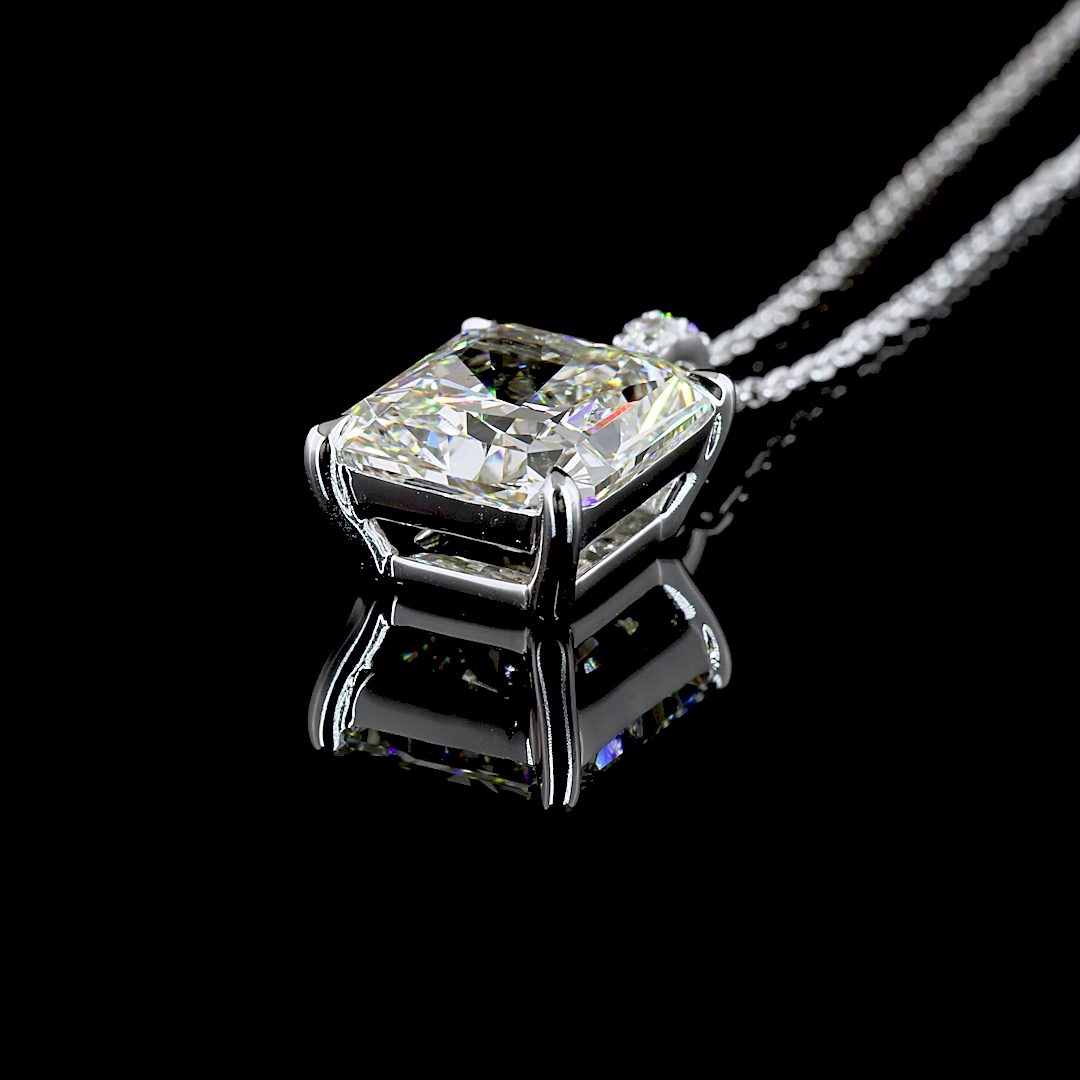 4.10 CTTW Radiant Lab Diamond Radiant Necklace Pendant 18" 14k White Gold J Color and VS2 Clarity jewelry-spot-usa