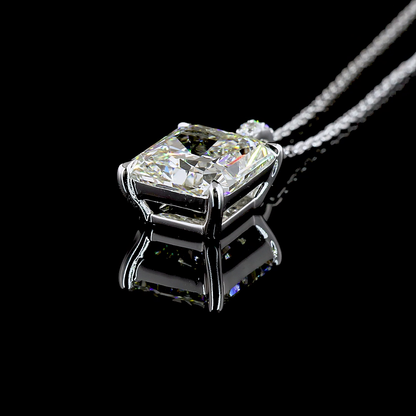 4.10 CTTW Radiant Lab Diamond Radiant Necklace Pendant 18" 14k White Gold J Color and VS2 Clarity jewelry-spot-usa