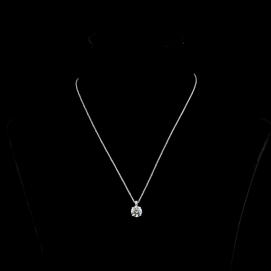2.04 CTTW Round Lab Diamond Round Necklace Pendant 18" 14k White Gold G Color and VVS2 Clarity jewelry-spot-usa