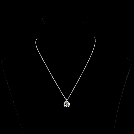 3.15 CTTW Round Lab Diamond Round Necklace Pendant 18" 14k White Gold J/F Color and VS1/VS2 Clarity jewelry-spot-usa