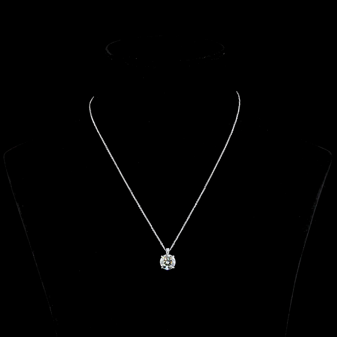 3.20 CTTW Round Lab Grown Diamond Round Necklace Pendant 13.5" (F Color and VS2 Clarity)