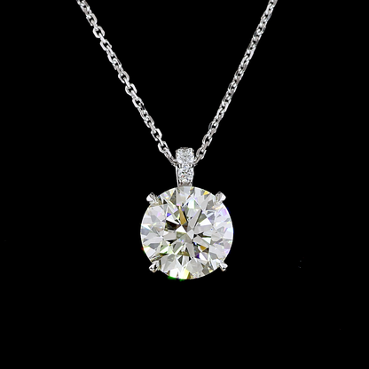 3.20 CTTW Round Lab Grown Diamond Round Necklace Pendant 13.5" (F Color and VS2 Clarity)