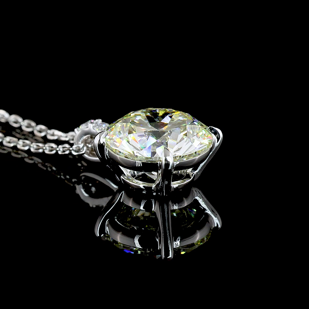 3.20 CTTW Round Lab Grown Diamond Round Necklace Pendant 13.5" (F Color and VS2 Clarity)
