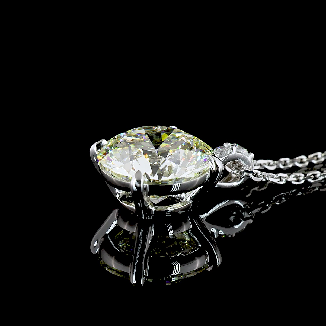 3.20 CTTW Round Lab Grown Diamond Round Necklace Pendant 13.5" (F Color and VS2 Clarity)