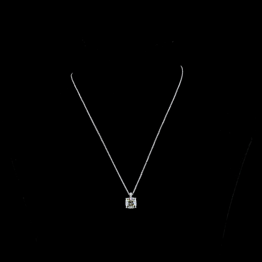 3.09 CTTW Square Antique Cushion Lab Grown Diamond Square Antique Cushion Necklace Pendant (J Color and VS2 Clarity)