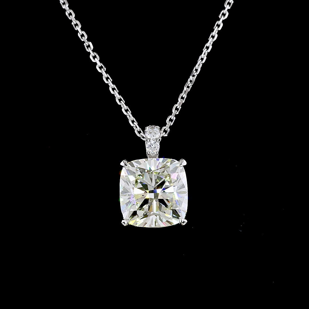 3.09 CTTW Square Antique Cushion Lab Grown Diamond Square Antique Cushion Necklace Pendant (J Color and VS2 Clarity)