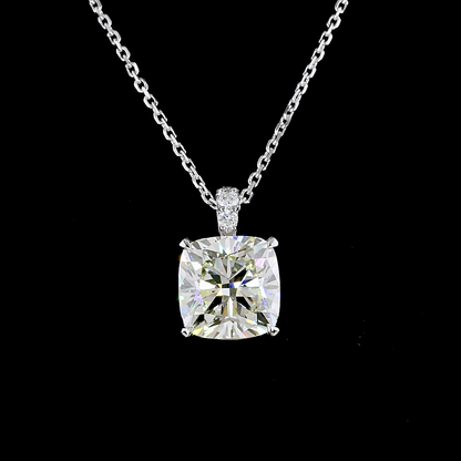 3.09 CTTW Square Antique Cushion Lab Grown Diamond Square Antique Cushion Necklace Pendant (J Color and VS2 Clarity)